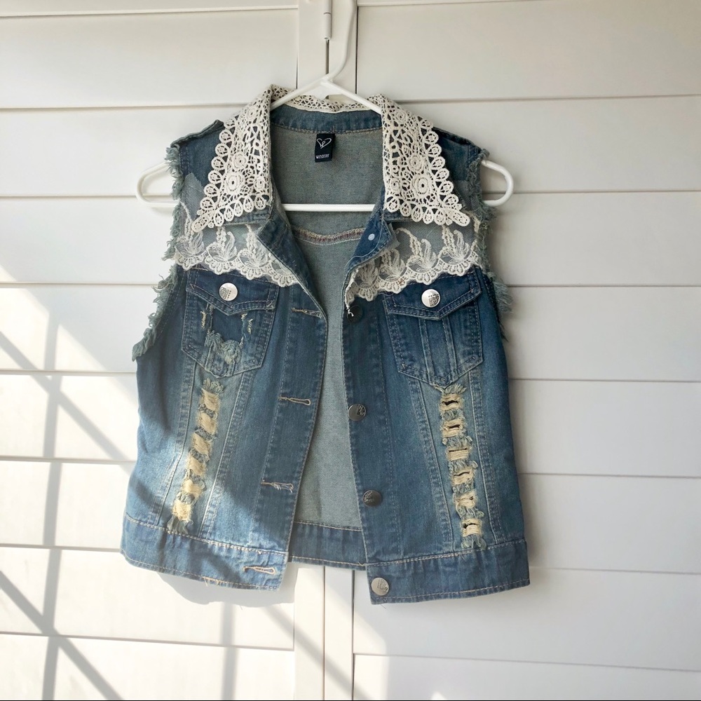 Windsor Floral Lace Denim Vest